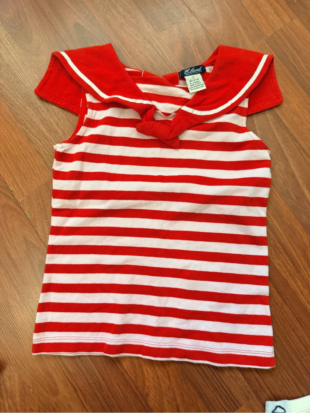 E Land Red & White Striped Sailor-Style Tank for Kids
